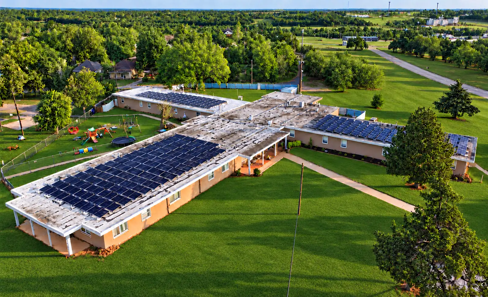 Aerial view of Hope House Guthrie and its surrounding grounds